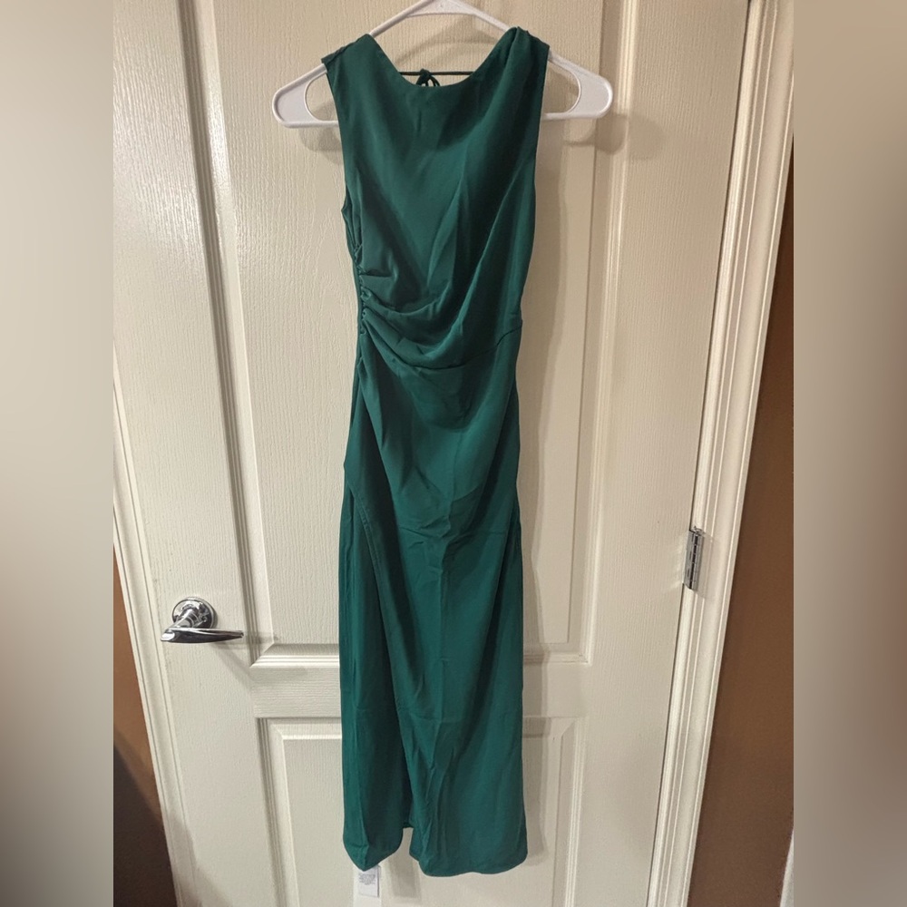 Abercrombie Green Midi formal dress with open back.